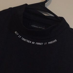 Black Embroidered Mock Neck top